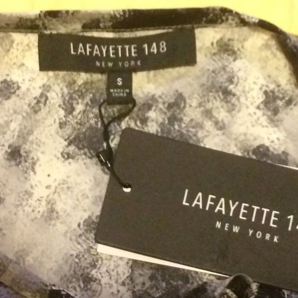 Lafayette 148 New York Eli Print Italian Silk Neck Blouse Long Sleeve,Size S,NEW - Picture 7 of 11